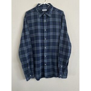Piattelli Barneys New York Shirt Mens XXL‎ Plaid Blue Long Sleeve Button Up